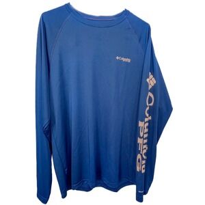 Columbia PFG Fishing Shirt Long Sleeve Performance Tee Blue Men's Medium